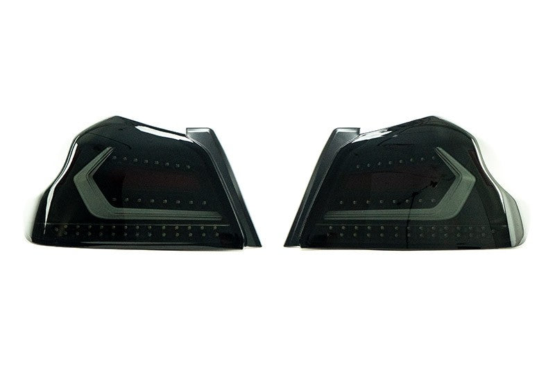 OLM Evolution Tail Lights Smoked Lens Black Base White Bar 15+ WRX STI