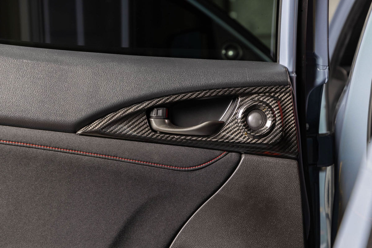 OLM LE Carbon Fiber Interior Door Handle Trim Covers Full Set 16-21 Honda Civic 17- 21 Honda Civic Type R