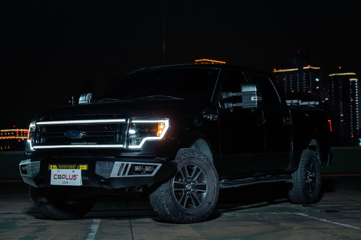 Ford F150 Grille Lights For 09-14 Ford F-150 Black W/White DRL Essential Series OLM