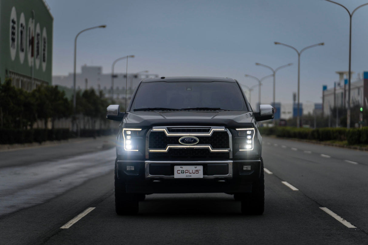 Ford F150 Grille Lights For 15-17 Ford F-150 Black W/White DRL Essential Series OLM