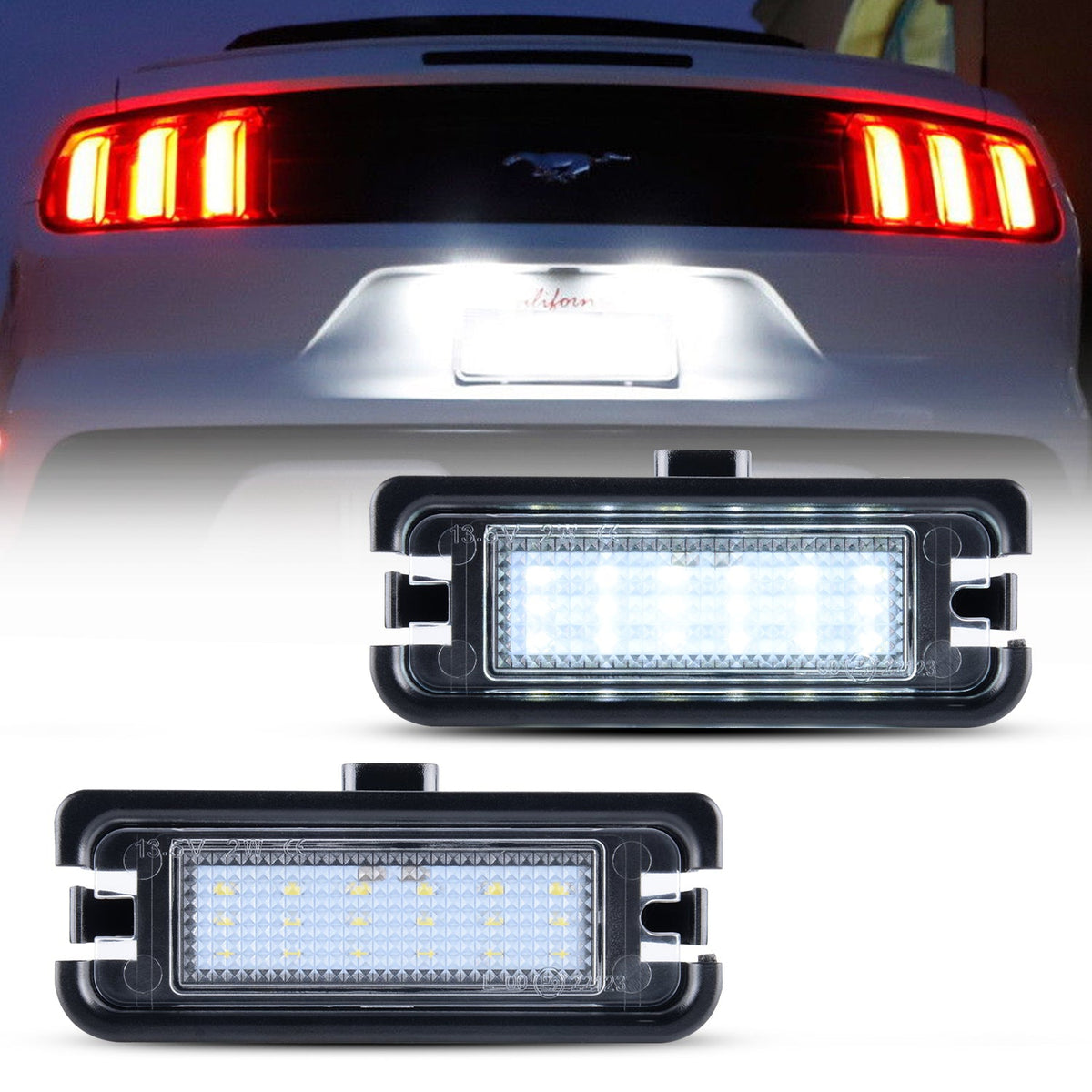 2015-2023 Mustang Rear Bumper License Plate White LED Lights Socket Replacement
