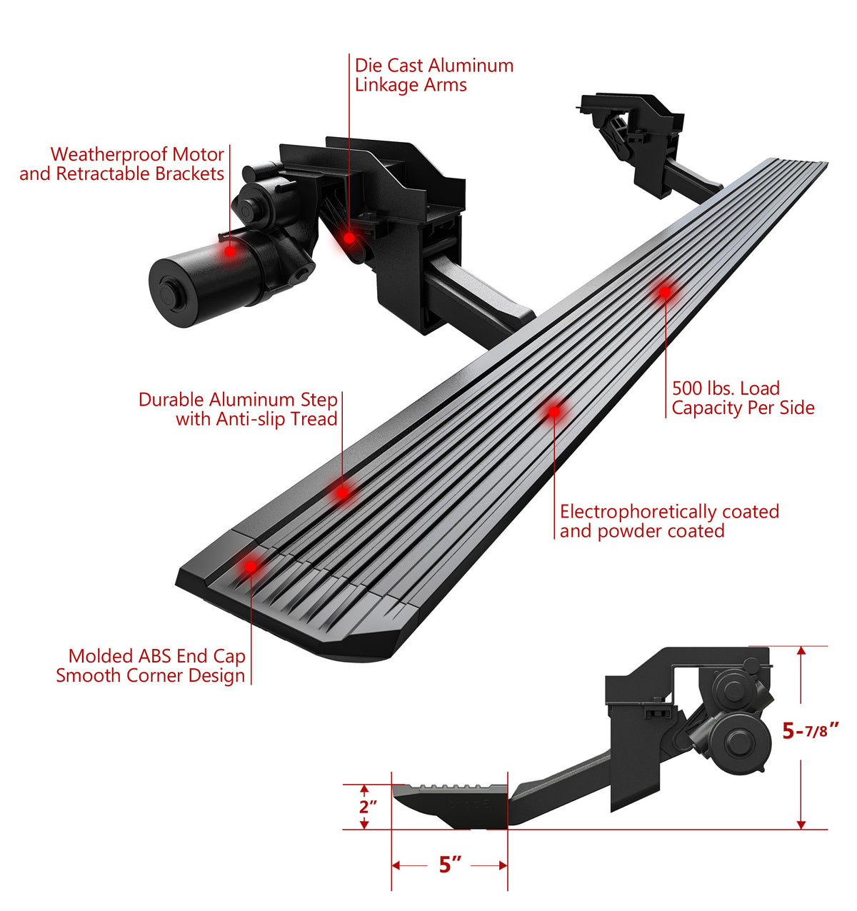 Aluminum Alloy Both Sides Power Board-W Series 2019-2026 RAM 1500 Quad Cab (Incl. 2019-2023 TRX Models & Excl. 2019-2024 RAM 1500 Classic) PB04WAE9B