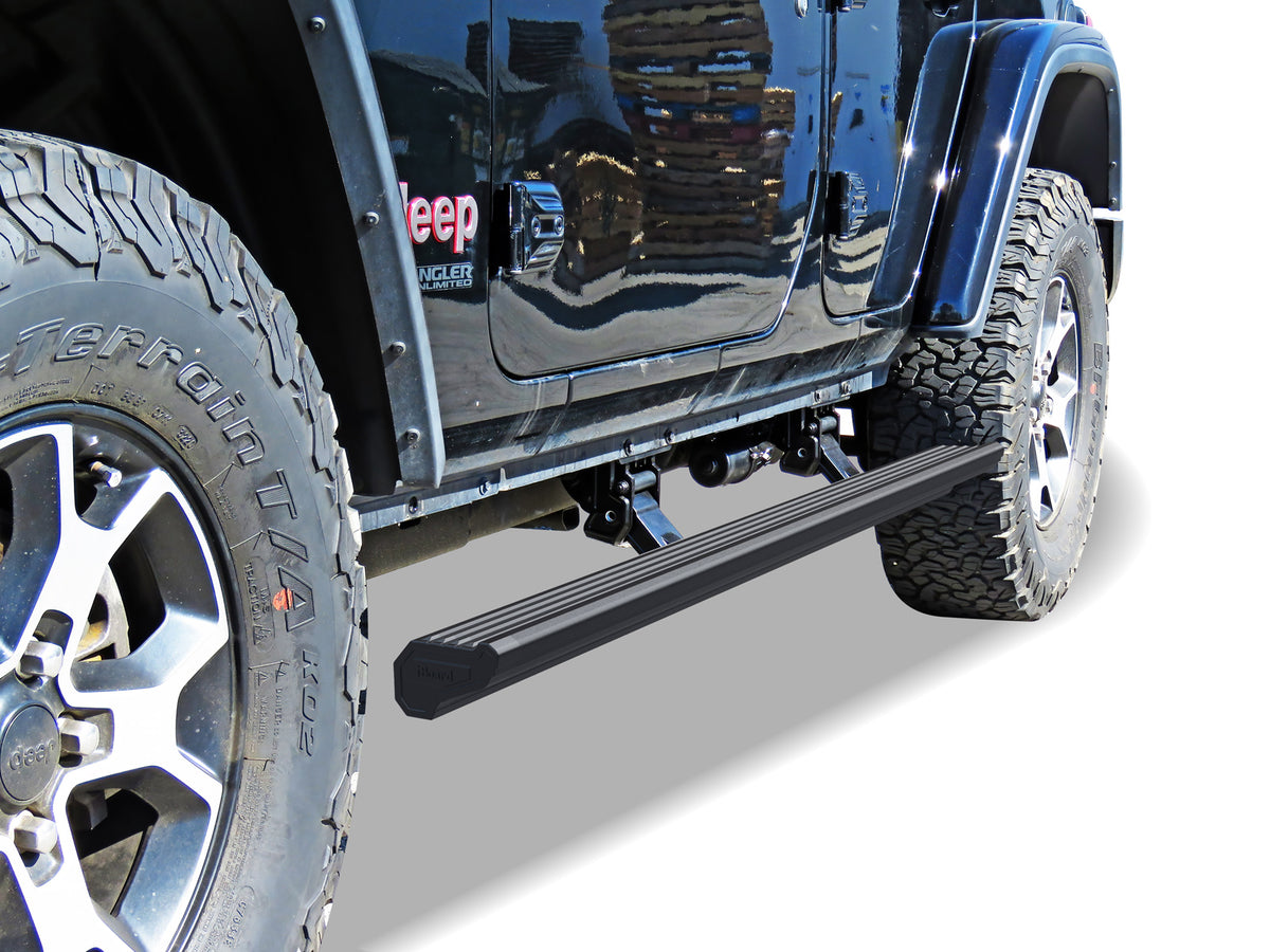 Aluminum Alloy Both Sides Power Board-W Series 2018-2024 Jeep Wrangler JL 4-Door (Incl. 2025-2026 Models Without Large Tire Deflector Brackets) PB10WAA1B