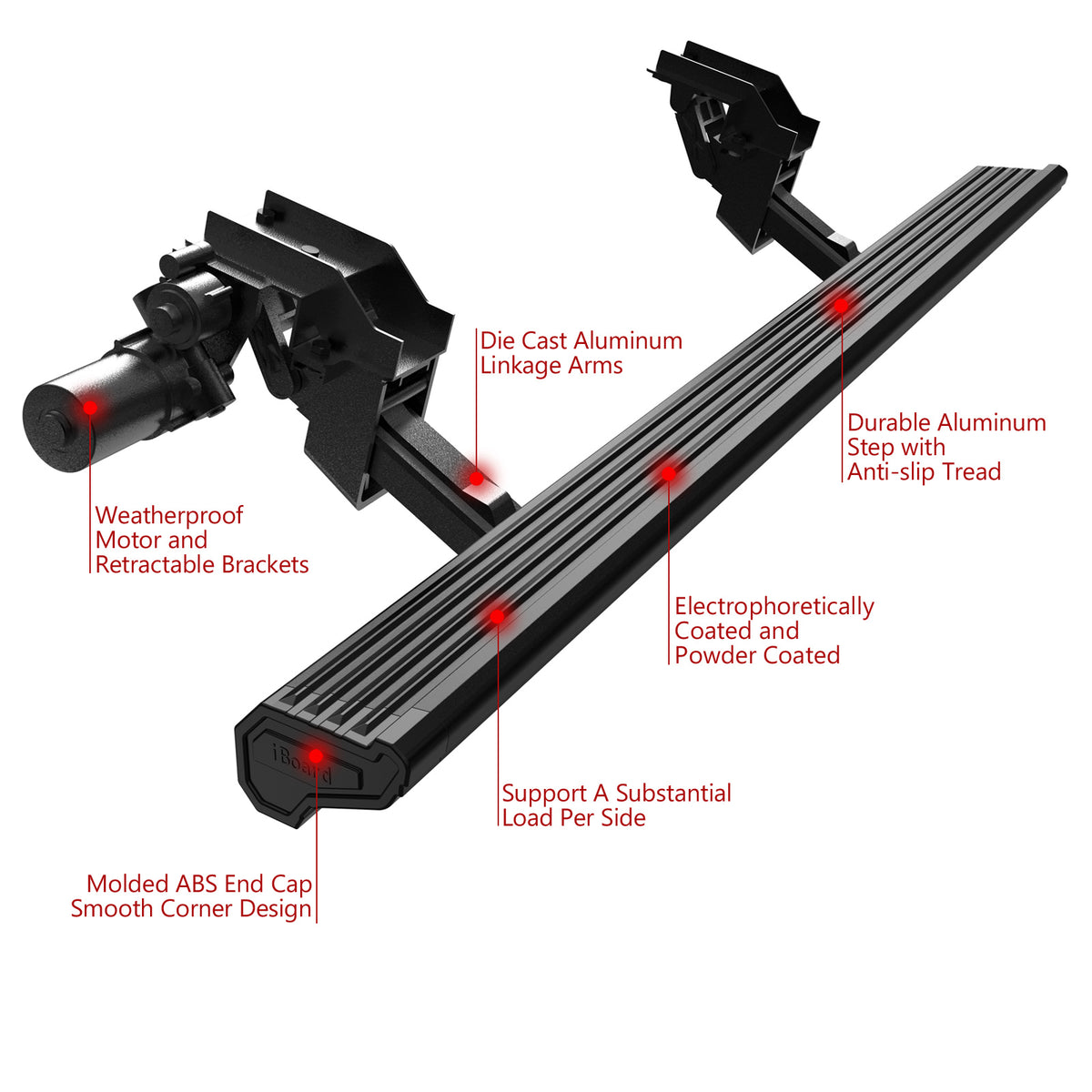 Aluminum Alloy Both Sides Power Board-W Series 2012-2018 Jeep Wrangler JK 4-Door PB10WAJ7B