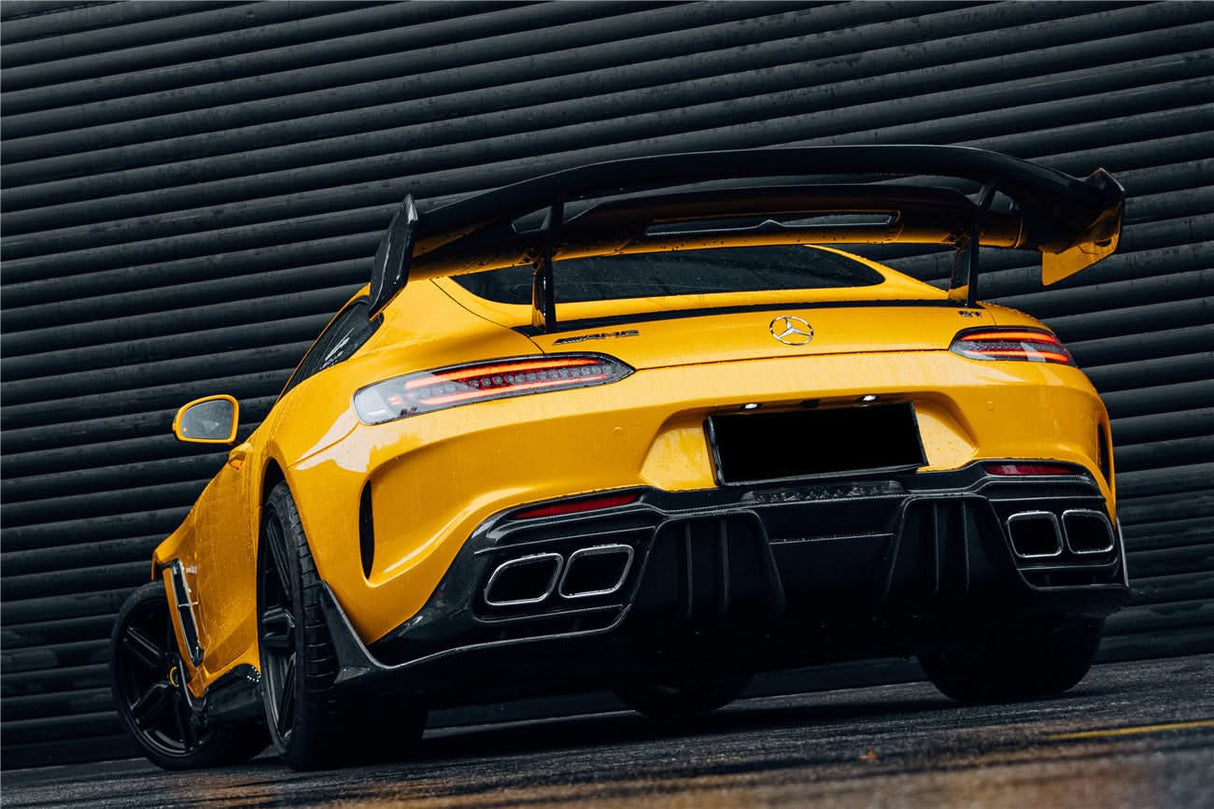 2015-2021 Mercedes Benz AMG GT | GTS Partial Carbon Fiber Rear Bumper With Exhaust Tips Darwinpro IMPII Design