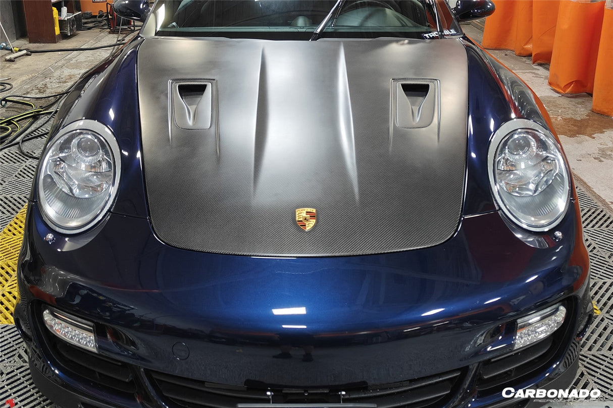 2005-2012 Porsche Carrera 911    997 Turbo    Cayman    Boxster 987 GT2RS Style Carbon Fiber Hood