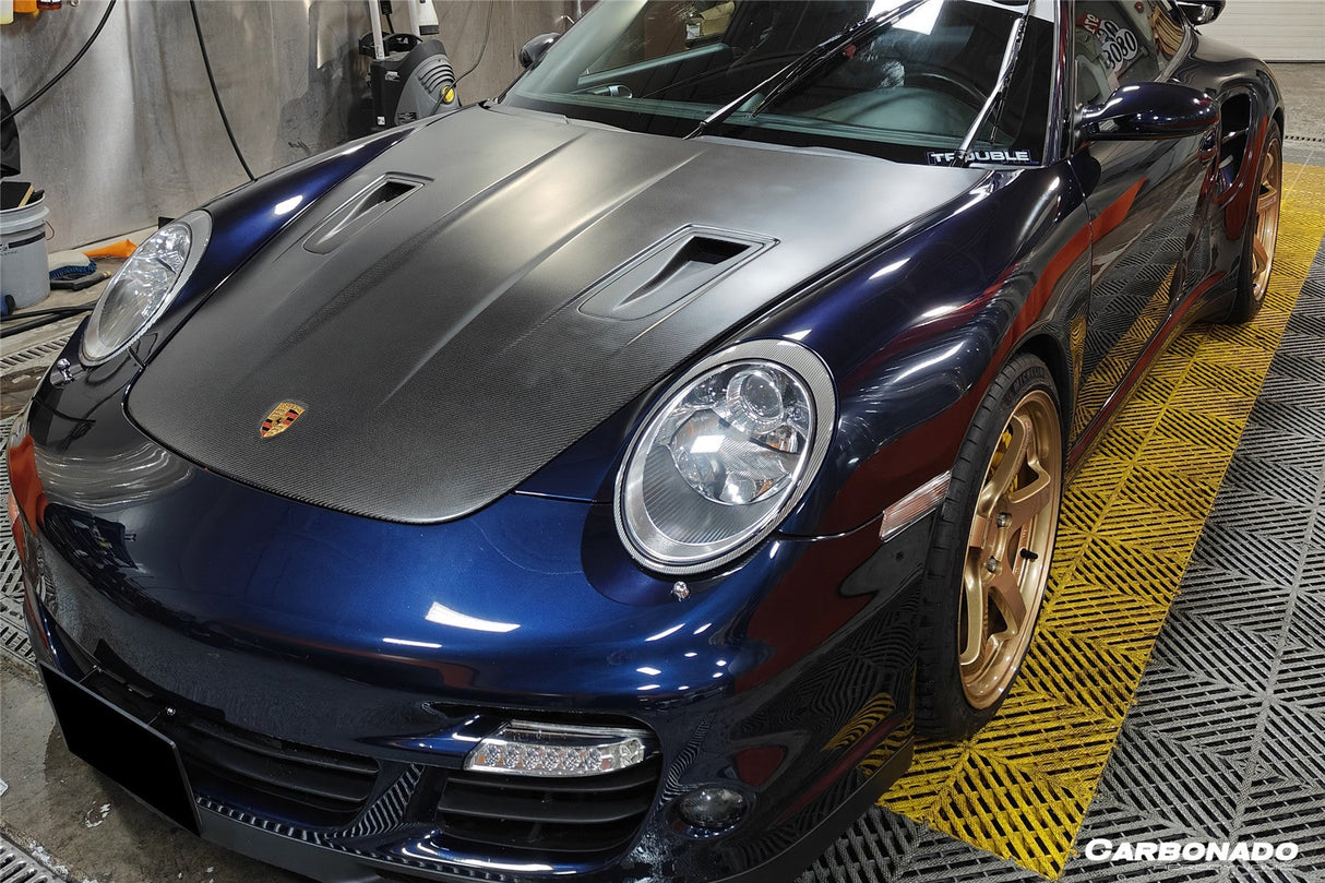 2005-2012 Porsche Carrera 911    997 Turbo    Cayman    Boxster 987 GT2RS Style Carbon Fiber Hood