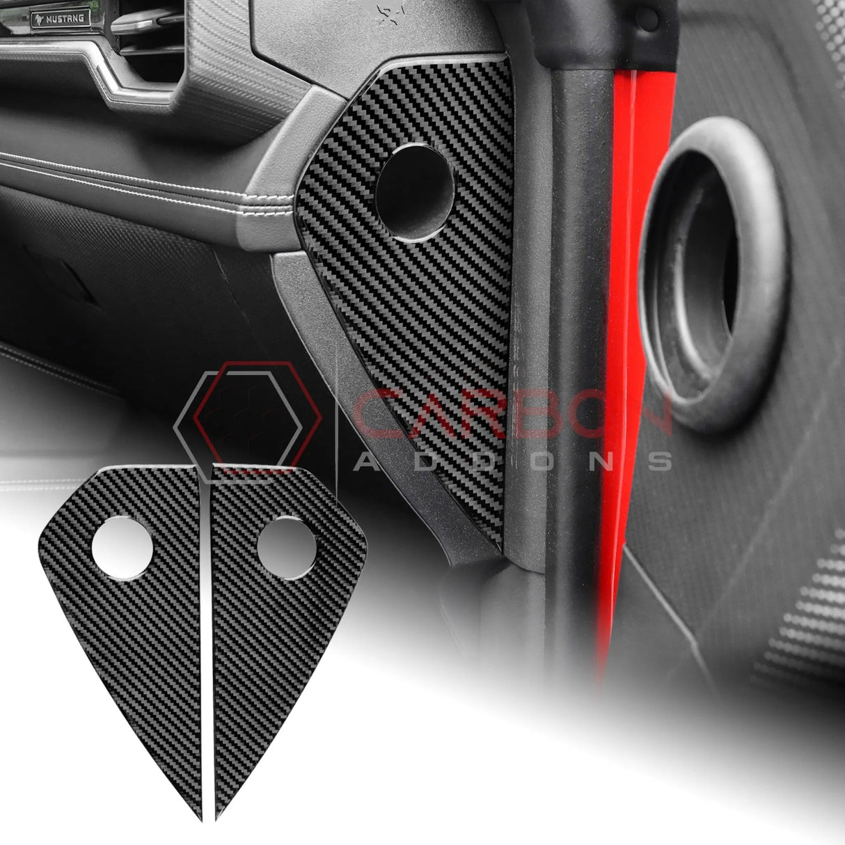 2024+ S650 Mustang Real Carbon Fiber Dash Side Panel Trim Overlay