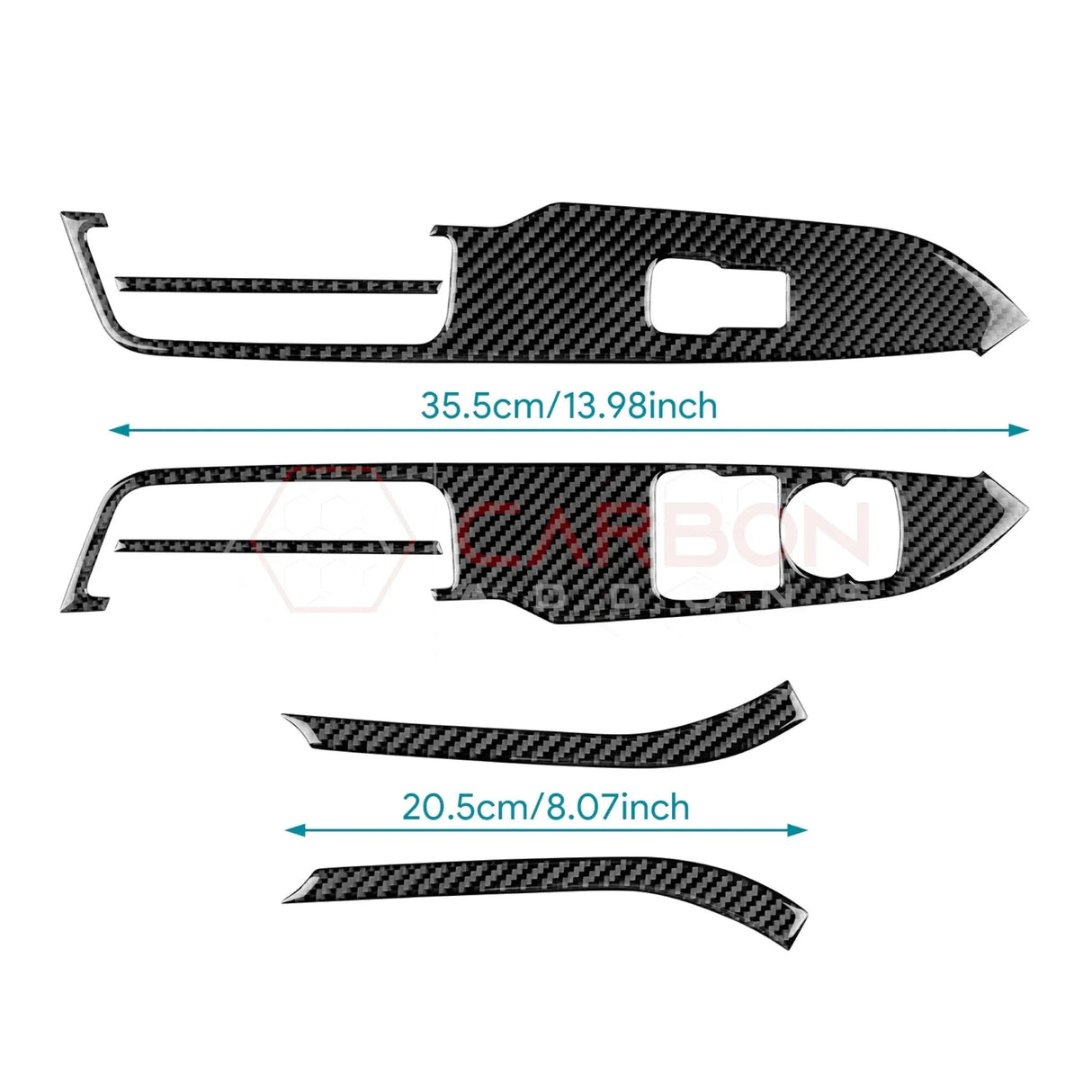 Real Carbon Fiber Window Switch Trim Overlay for 2024+ Ford Mustang
