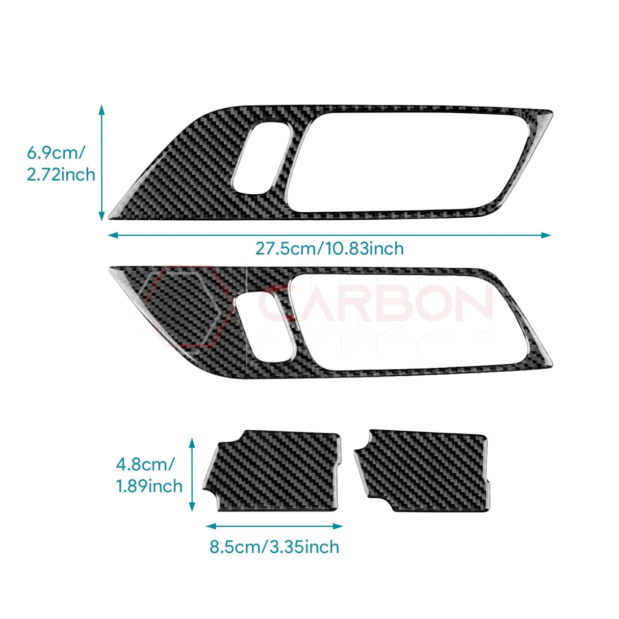 2024+ S650 Mustang Real Carbon Interior Door Handle Trim Overlay
