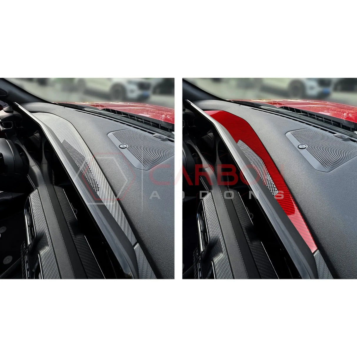 Real Carbon Fiber Dashboard Screen Surround Trim Overlay for 2024+ Ford Mustang