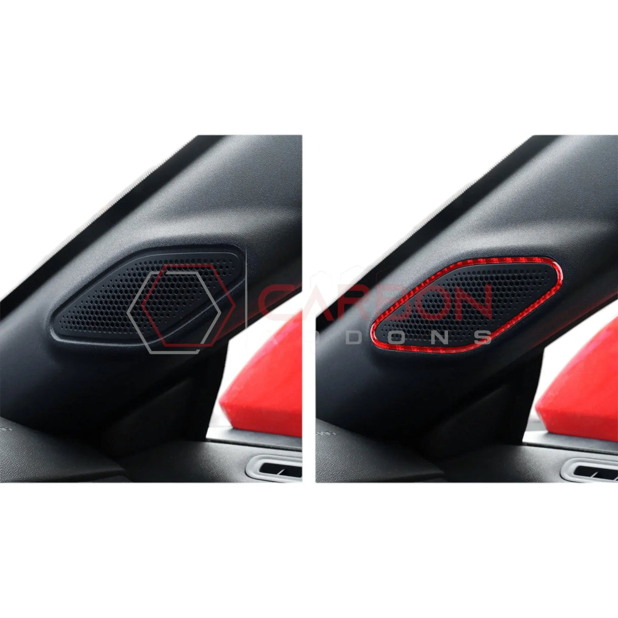 Real Carbon Fiber A-Pillar Speaker Trim Overlays for 2024+ Ford Mustang