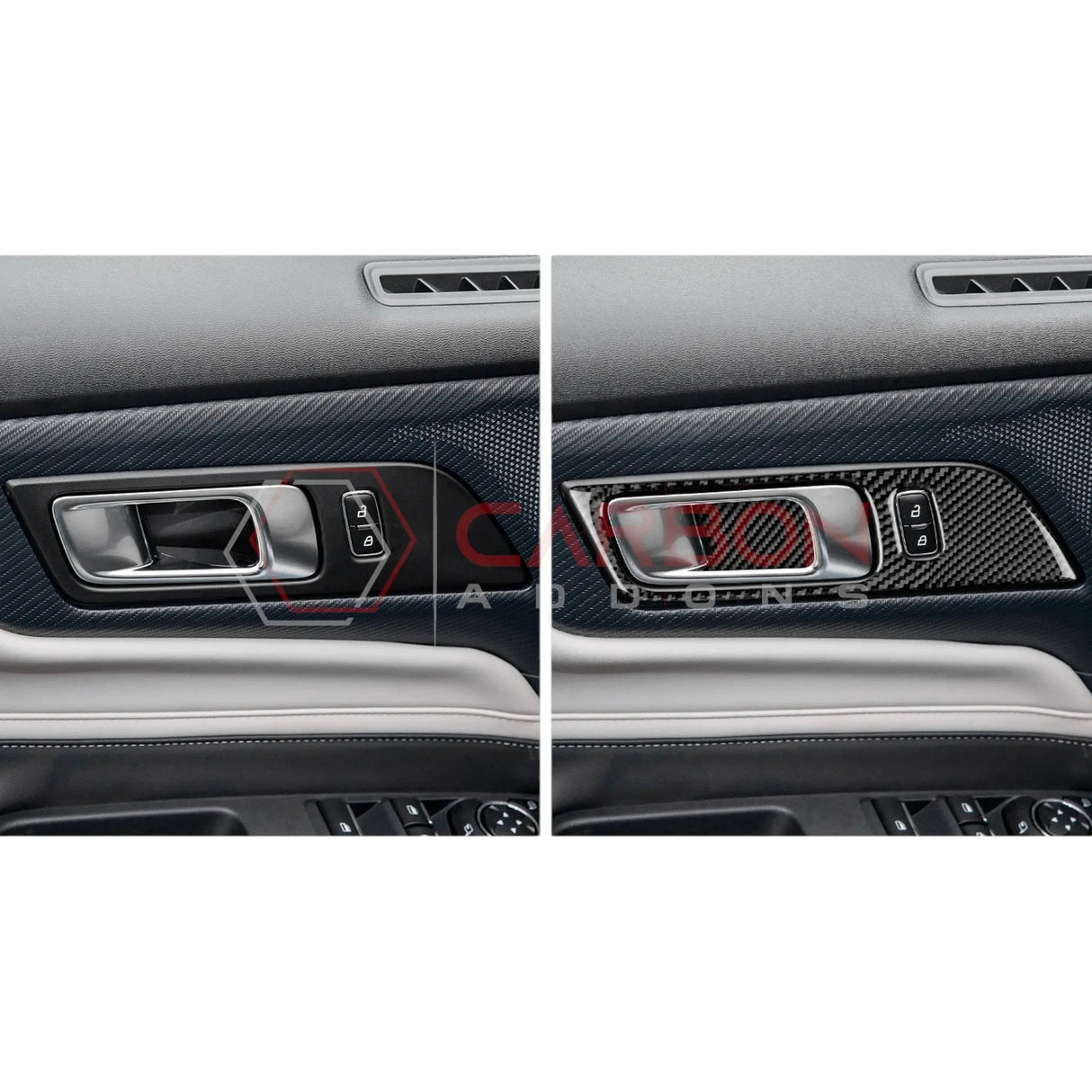 Real Carbon Fiber Interior Door Handle Trim Overlay for 2024+ Ford Mustang