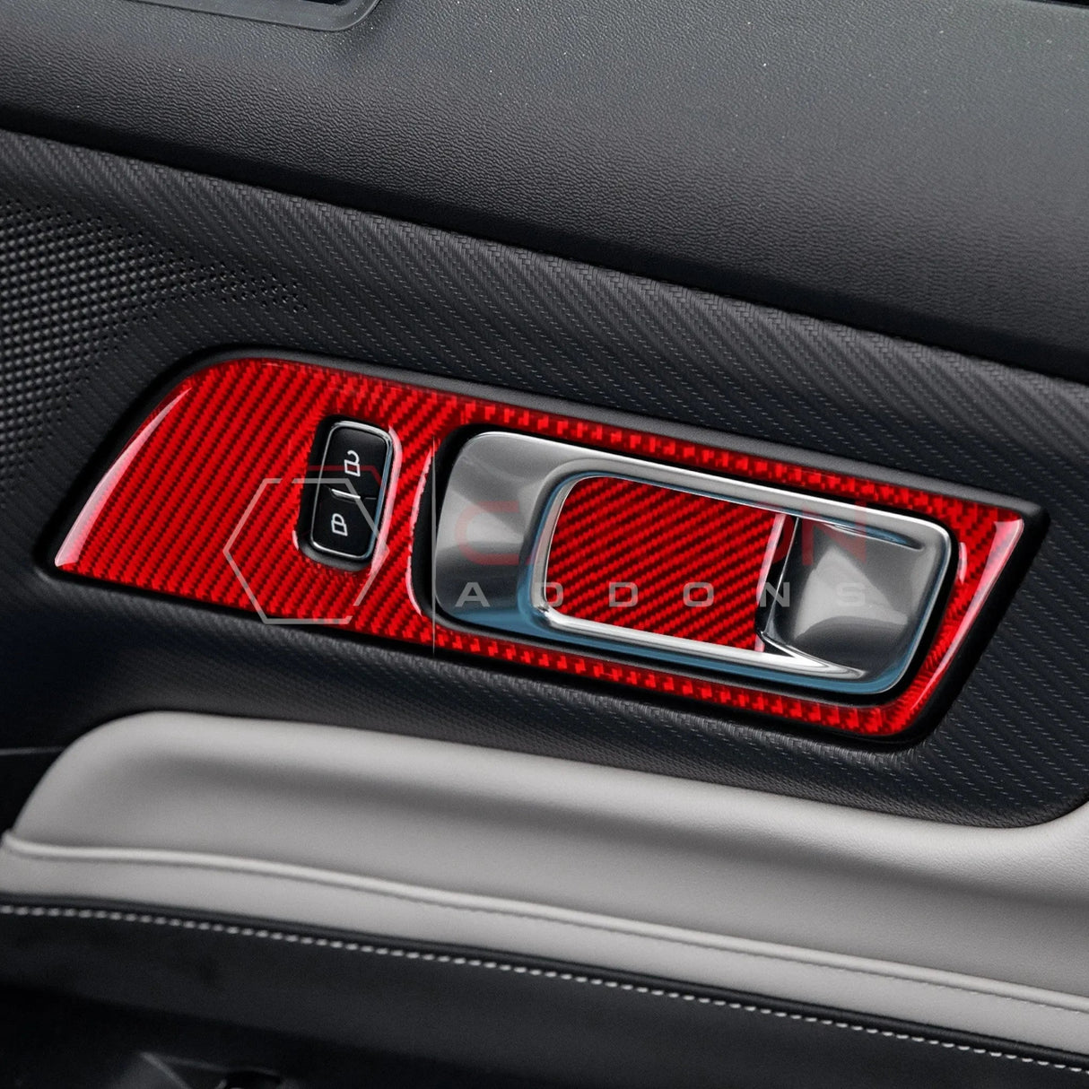 Real Carbon Fiber Interior Door Handle Trim Overlay for 2024+ Ford Mustang