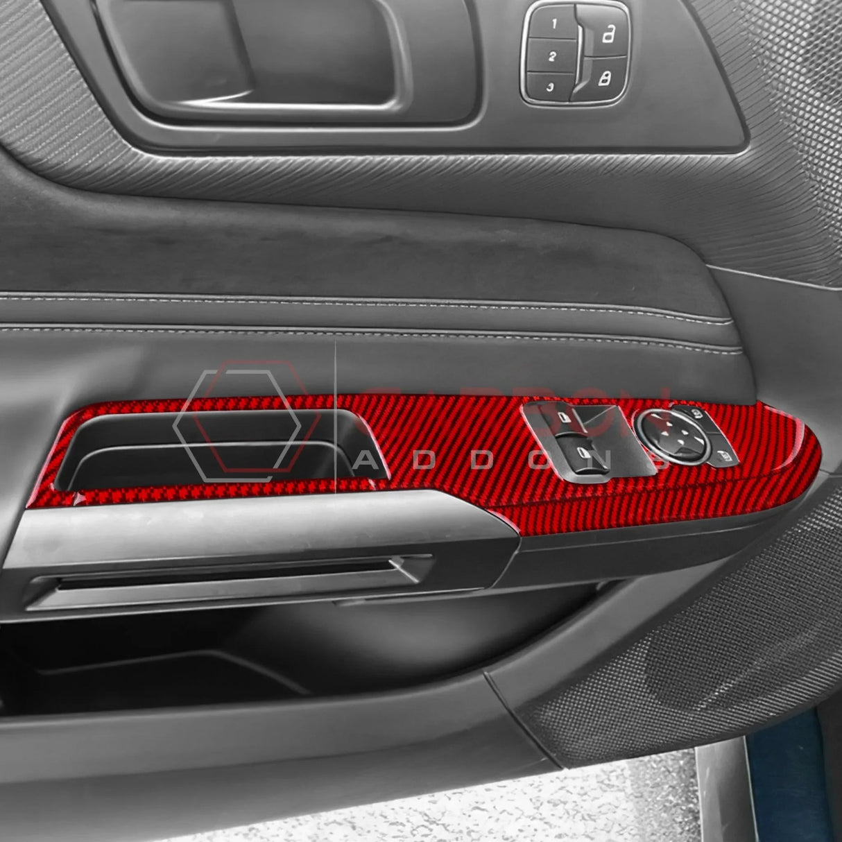 Real Carbon Fiber Window Switch Trim Overlay for 2024+ Ford Mustang