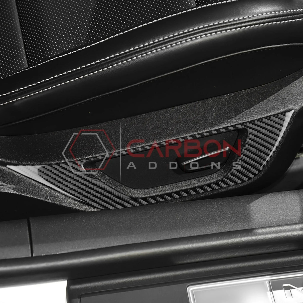 Real Carbon Fiber Seat Control Outer Trim Overlay for 2024+ Ford Mustang