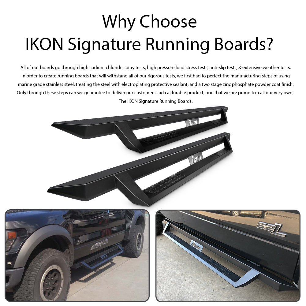 2007-2018 Chevy Silverado GMC Sierra IKON V1 Black Running Board Steel
