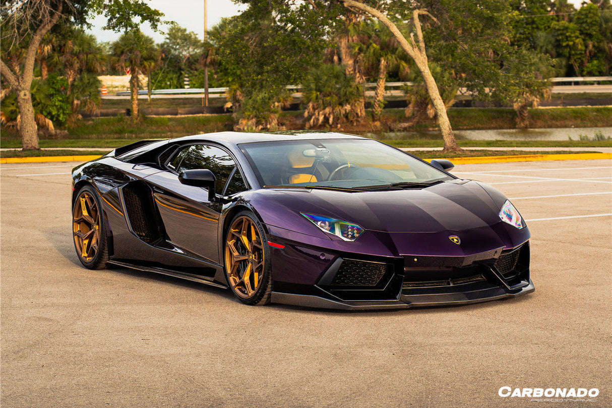 2011-2016 Lamborghini Aventador Style Carbon Fiber Side Skirts Carbonado (DM) Fits: LP700 Coupe and Roadster