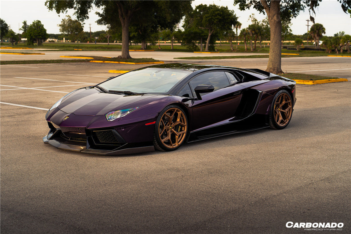 2011-2016 Lamborghini Aventador Style Carbon Fiber Front Lip Carbonado (DM) Fits: LP700 Coupe and Roadster