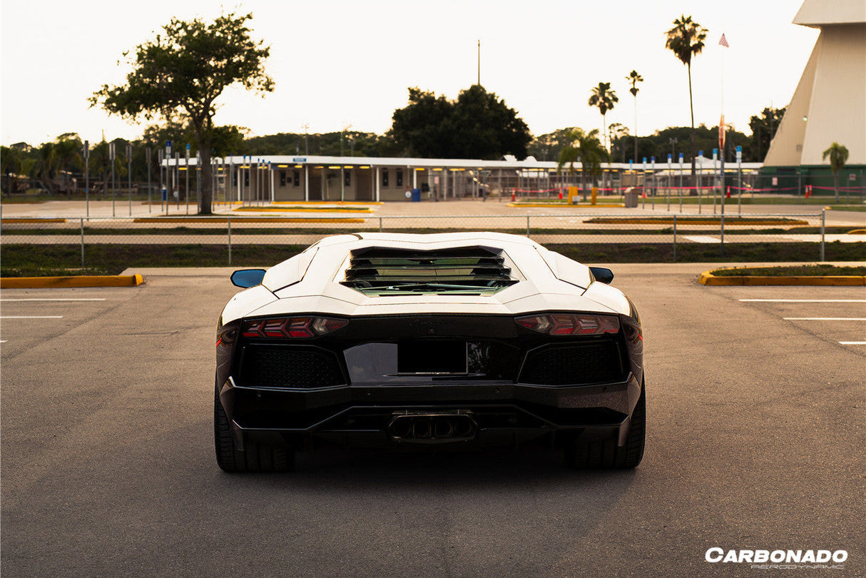 2011-2016 Lamborghini Aventador Style Carbon Fiber Rear Diffuser Lip Carbonado (DM) Fits: LP700 Coupe and Roadster