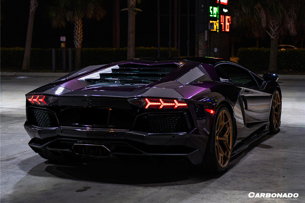2011-2016 Lamborghini Aventador Style Carbon Fiber Rear Diffuser Lip Carbonado (DM) Fits: LP700 Coupe and Roadster
