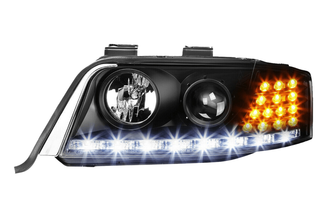 Audi A6 Black DRL Headlights (98-01)
