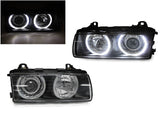 1992-1999 BMW E36 P36 Style Black Headlights with White UHP LED
