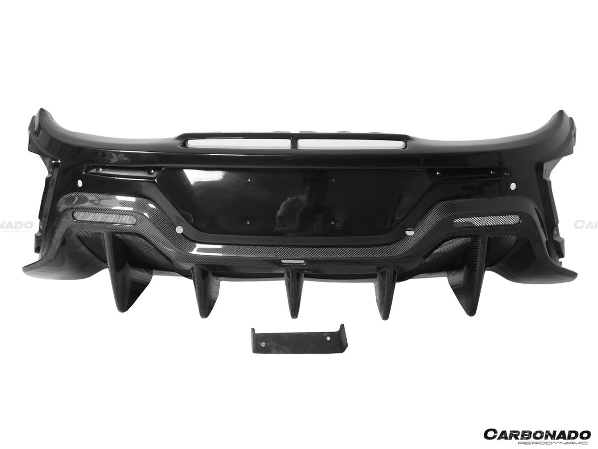 2015-2020 McLaren 600LT-Style Part Carbon Fiber Rear Bumper with Diffuser and Trunk Spoiler and Engine Trunk and Exhaust | Fits 540C, 570S, 570GT