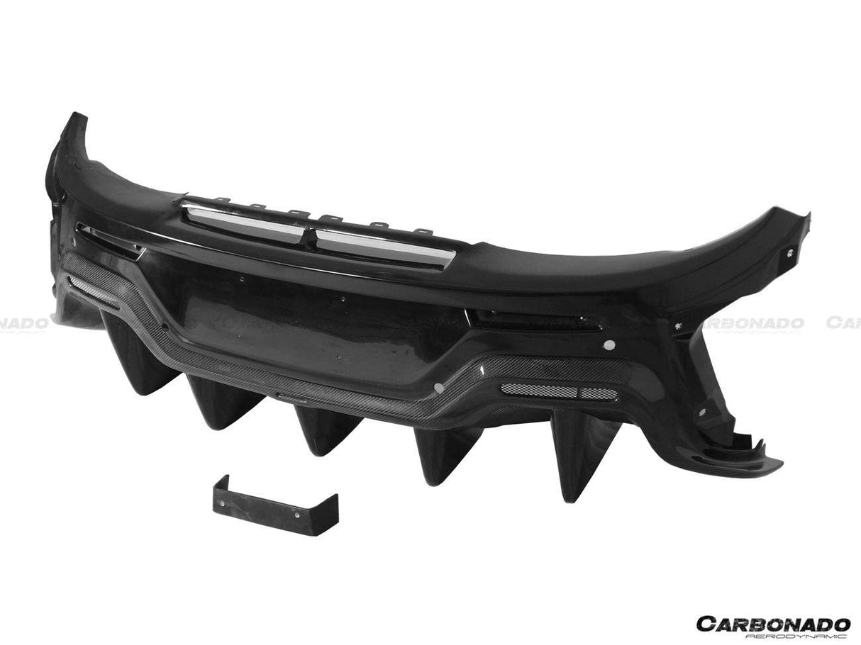 2015-2020 McLaren 600LT-Style Part Carbon Fiber Rear Bumper with Diffuser and Trunk Spoiler and Engine Trunk and Exhaust | Fits 540C, 570S, 570GT