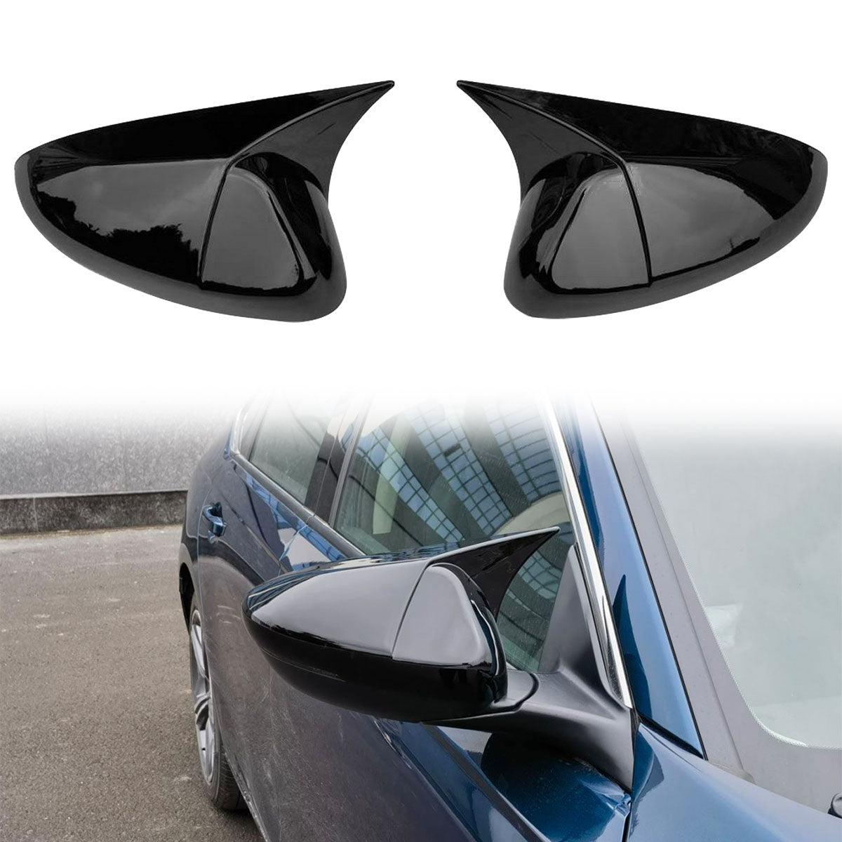 2023-2024 Honda Accord Horn Style Rear View Mirror Cover Gloss Black
