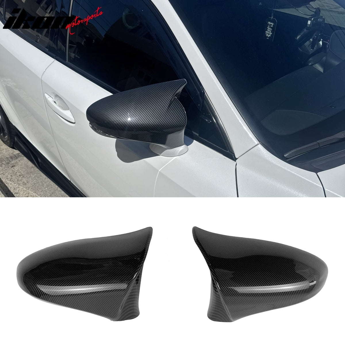 Rear View Mirror Covers Side Caps for Lexus IS Sedan 2014-2020 M Style Carbon Fiber Print ABS Pair
