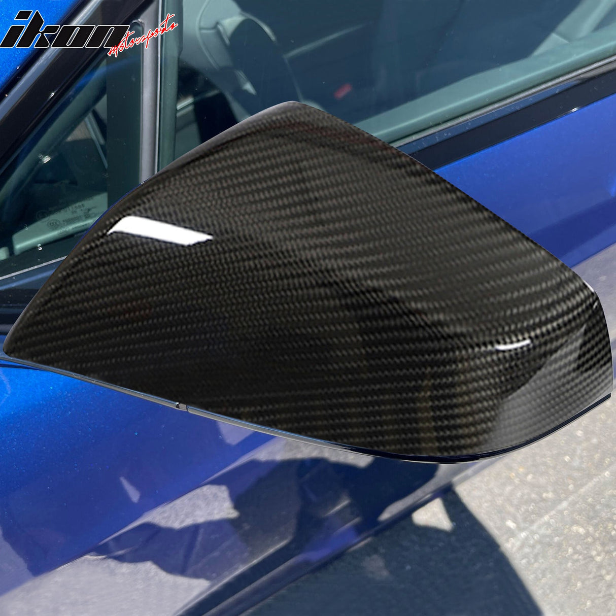 2021-2025 Tesla Model S OE Gloss Black Mirror Covers Dry Carbon Fiber