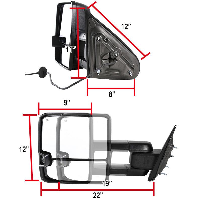 Spec-D Towing Mirrors Chevy Silverado (2014-2018) Manual Extended w/ LED