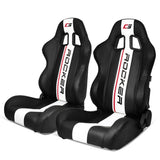 Universal Black White Stripe Racing Seat with Dual Sliders PU Leather