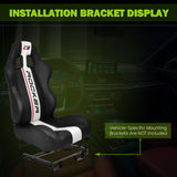 Universal Black White Stripe Racing Seat with Dual Sliders PU Leather