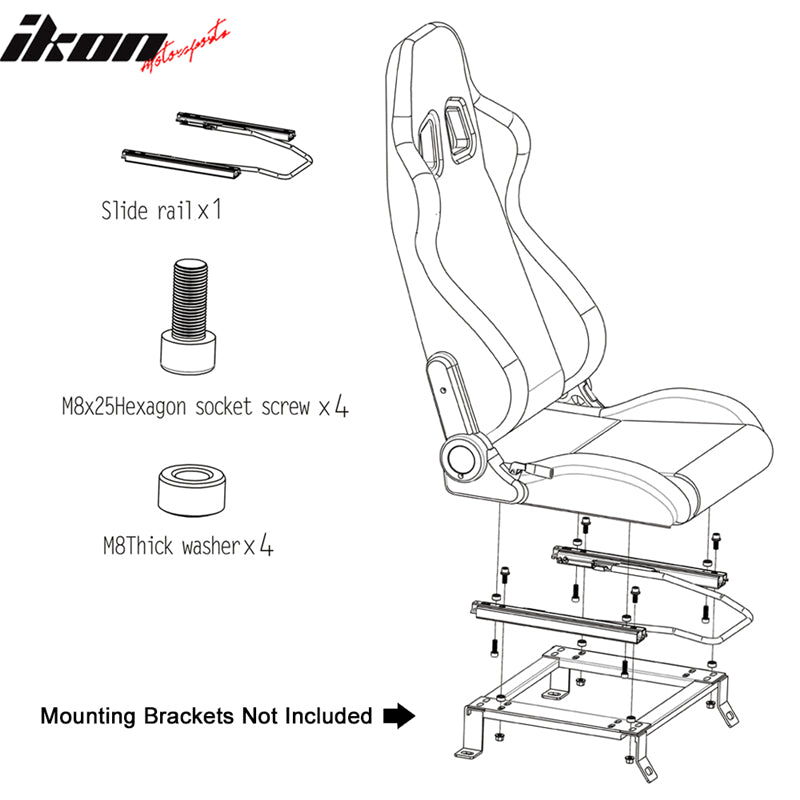 Universal Racing Seat Dual Slider PU Carbon Leather