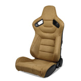 Racing Seat with Dual Slider for Universal Brown Left Suede Carbon Leather