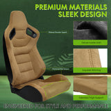 Racing Seat with Dual Slider for Universal Brown Left Suede Carbon Leather