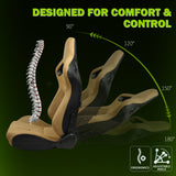 Racing Seat with Dual Slider for Universal Brown Left Suede Carbon Leather