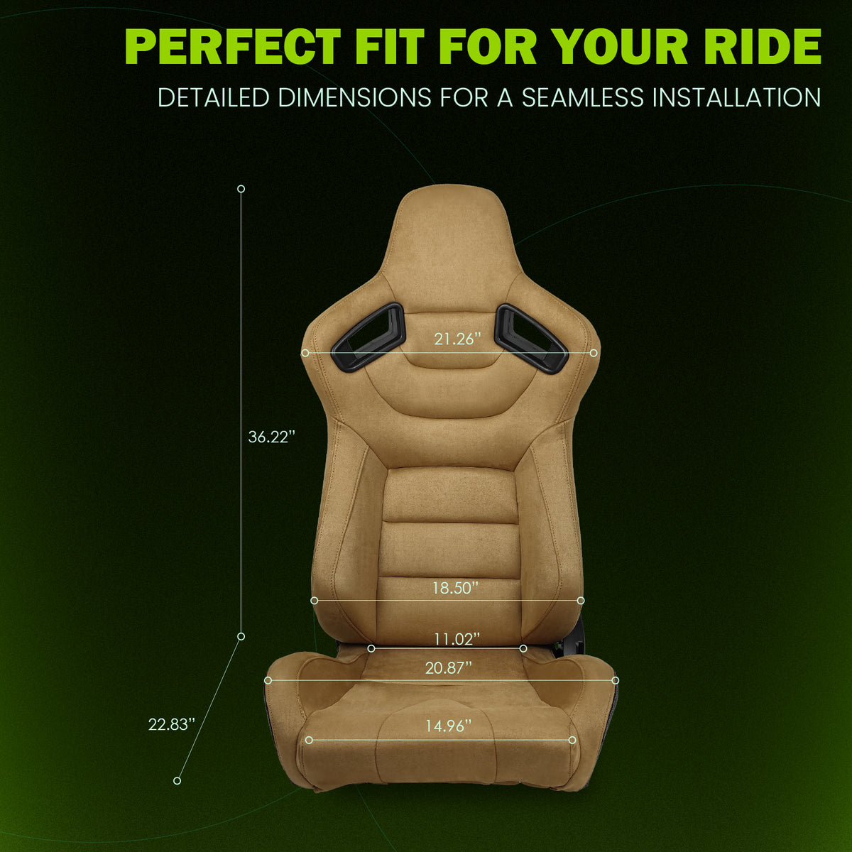 Racing Seat with Dual Slider for Universal Brown Left Suede Carbon Leather