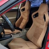 Racing Seat for Universal Brown Right Dual Slider Suede Carbon Leather