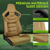 Racing Seat for Universal Brown Right Dual Slider Suede Carbon Leather