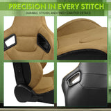 Racing Seat for Universal Brown Right Dual Slider Suede Carbon Leather