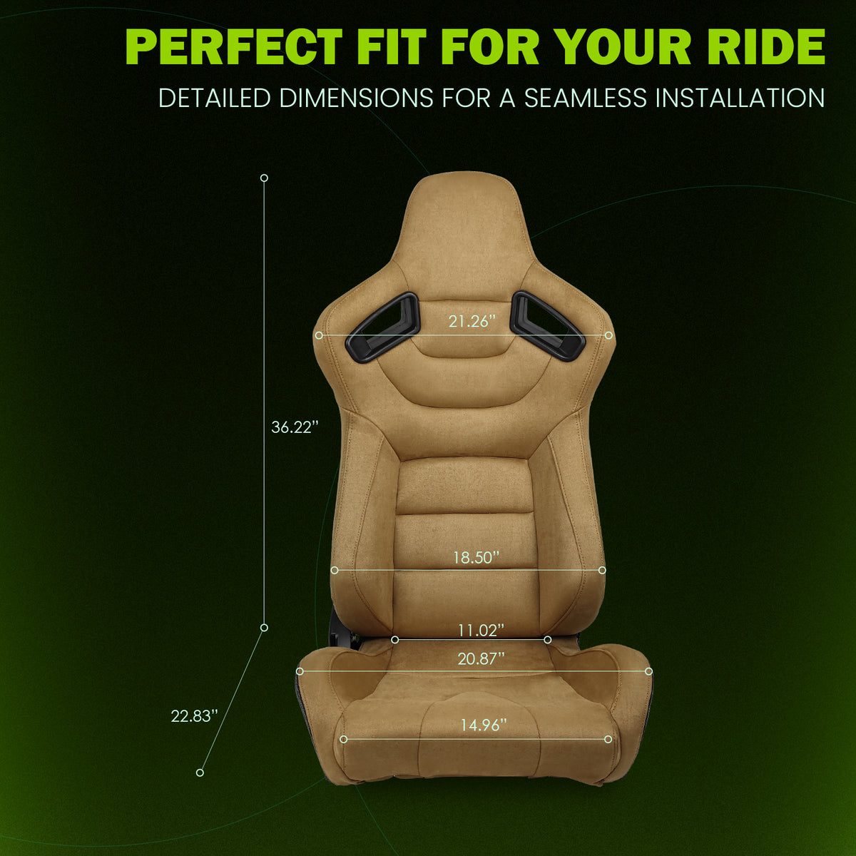 Racing Seat for Universal Brown Right Dual Slider Suede Carbon Leather