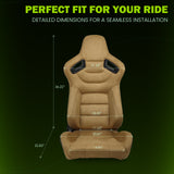 Racing Seat for Universal Brown Right Dual Slider Suede Carbon Leather