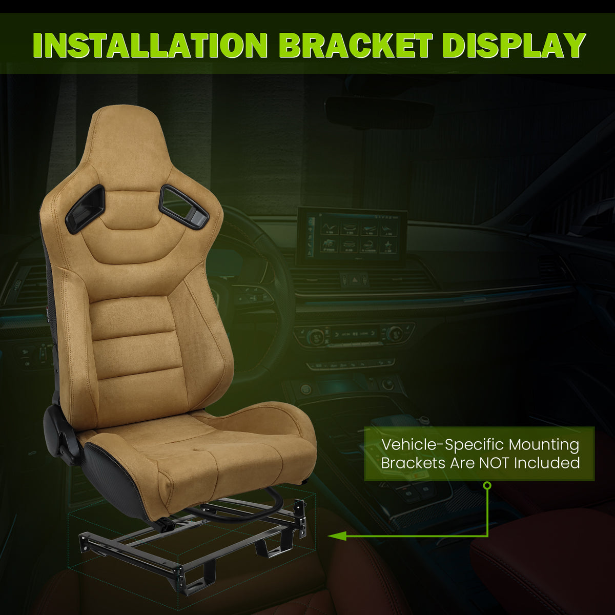 Racing Seat for Universal Brown Right Dual Slider Suede Carbon Leather