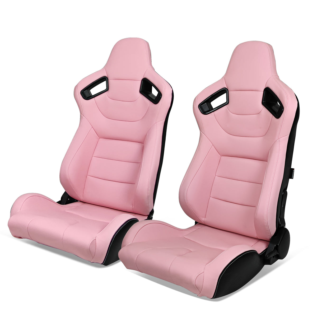 Universal Black Pink Racing Seat with Dual Sliders PU Carbon Leather