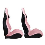 Universal Black Pink Racing Seat with Dual Sliders PU Carbon Leather