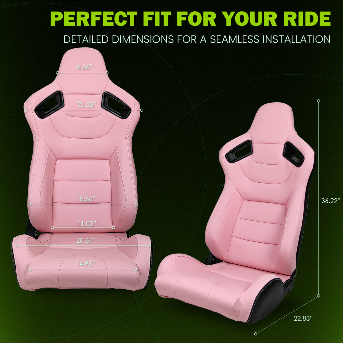 Universal Black Pink Racing Seat with Dual Sliders PU Carbon Leather