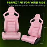 Universal Black Pink Racing Seat with Dual Sliders PU Carbon Leather